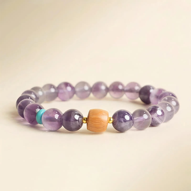 EverestArtstudios Natural Amethyst Serene Wooden Beads Harmony Bracelet