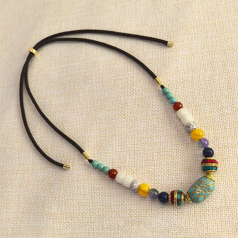 EverestArtStudios Tibetan Handmade Turquoise Beads Balance Necklace Pendant