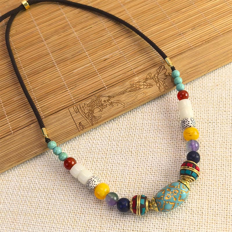 EverestArtStudios Tibetan Handmade Turquoise Beads Balance Necklace Pendant