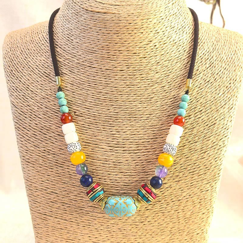 EverestArtStudios Tibetan Handmade Turquoise Beads Balance Necklace Pendant
