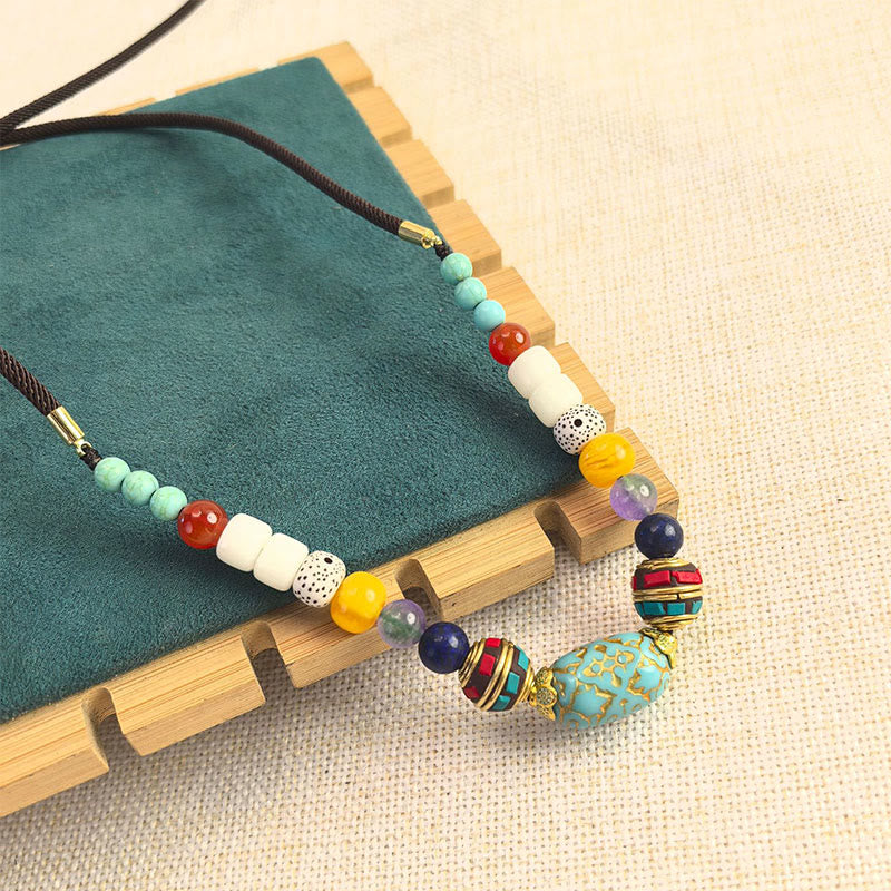 EverestArtStudios Tibetan Handmade Turquoise Beads Balance Necklace Pendant