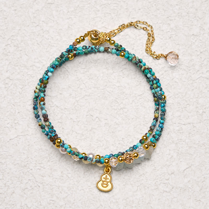 Buddha Stones Turquoise Beaded Strength Triple Wrap Bracelet