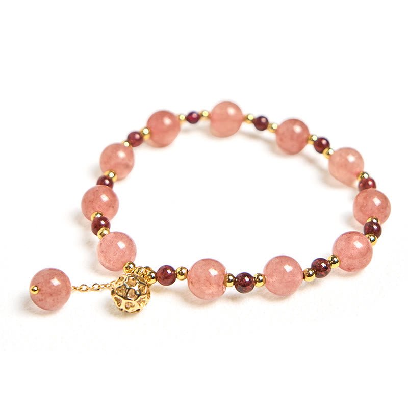 EverestArtstudios Natural Strawberry Quartz Garnet Healing Bracelet