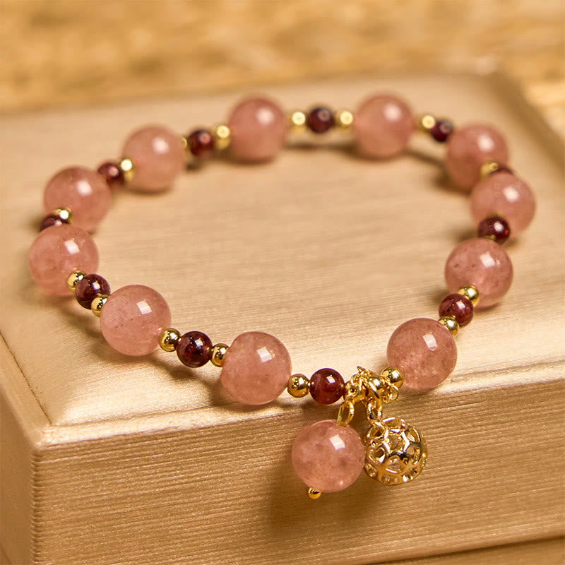 EverestArtstudios Natural Strawberry Quartz Garnet Healing Bracelet