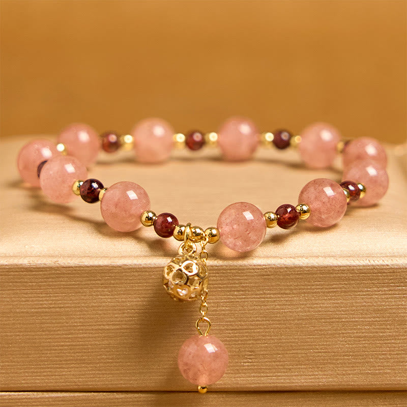 EverestArtstudios Natural Strawberry Quartz Garnet Healing Bracelet