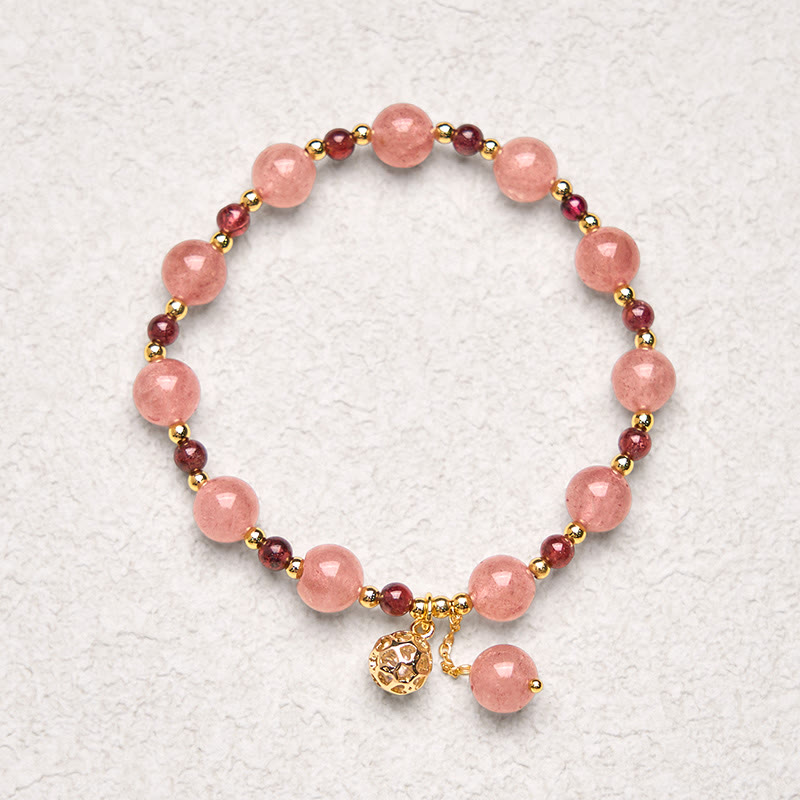 EverestArtstudios Natural Strawberry Quartz Garnet Healing Bracelet