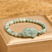 EverestArtstudios Natural Green Jade PiXiu Carved Luck Bracelet