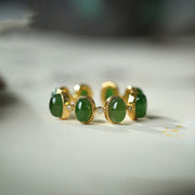 EverestArtstudios 925 Sterling Silver Hetian Cyan Jade Beads Healing Adjustable Ring