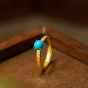 EverestArtStudios Simple Design Turquoise Protection Copper Adjustable Ring