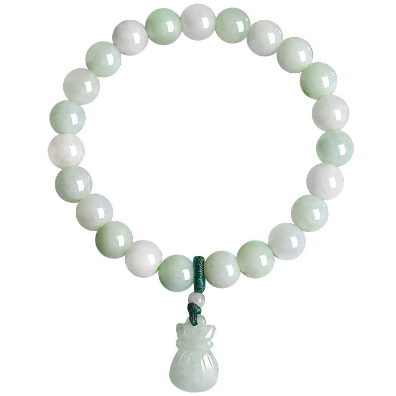 EverestArtstudios Natural Jade Money Bag Charm Luck Bracelet