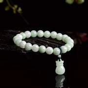 EverestArtstudios Natural Jade Money Bag Charm Luck Bracelet