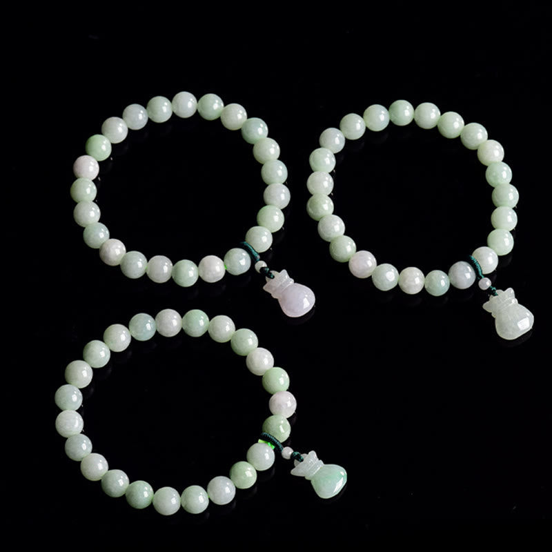 EverestArtstudios Natural Jade Money Bag Charm Luck Bracelet