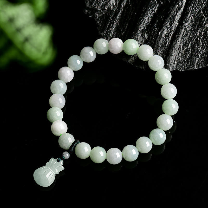 EverestArtstudios Natural Jade Money Bag Charm Luck Bracelet