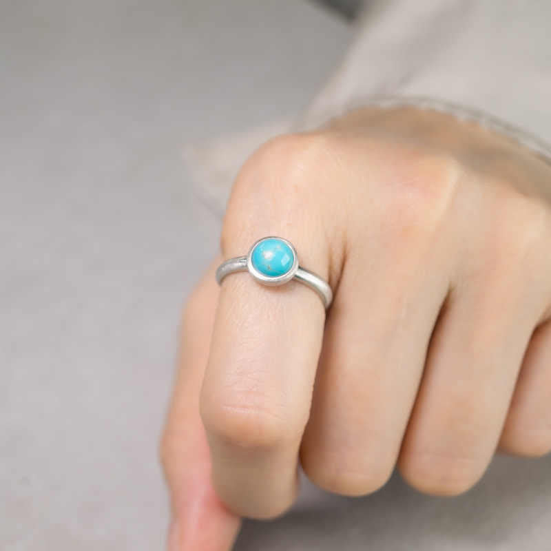 EverestArtStudios Natural 925 Sterling Silver Lazurite Lapis Lazuli Turquoise Adjustable Balance Ring