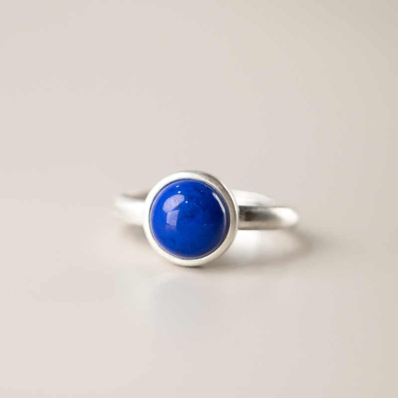EverestArtStudios Natural 925 Sterling Silver Lazurite Lapis Lazuli Turquoise Adjustable Balance Ring