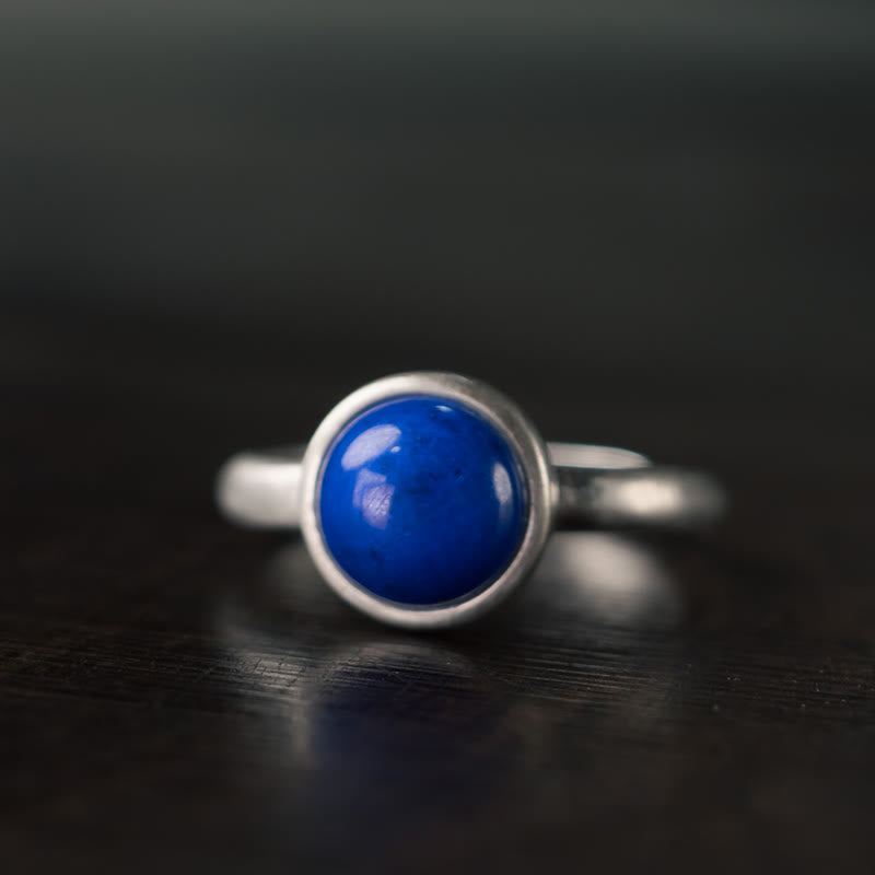 EverestArtStudios Natural 925 Sterling Silver Lazurite Lapis Lazuli Turquoise Adjustable Balance Ring