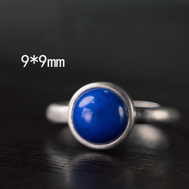 EverestArtStudios Natural 925 Sterling Silver Lazurite Lapis Lazuli Turquoise Adjustable Balance Ring