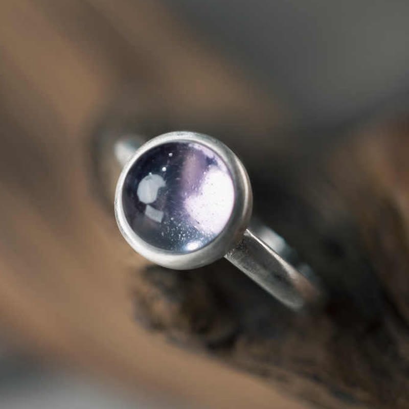 Buddha Stones Natural 925 Sterling Silver Amethyst Adjustable Balance Ring