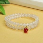 EverestArtstudios Natural Chalcedony Red Agate Bead Double Layer Harmony Positive Bracelet