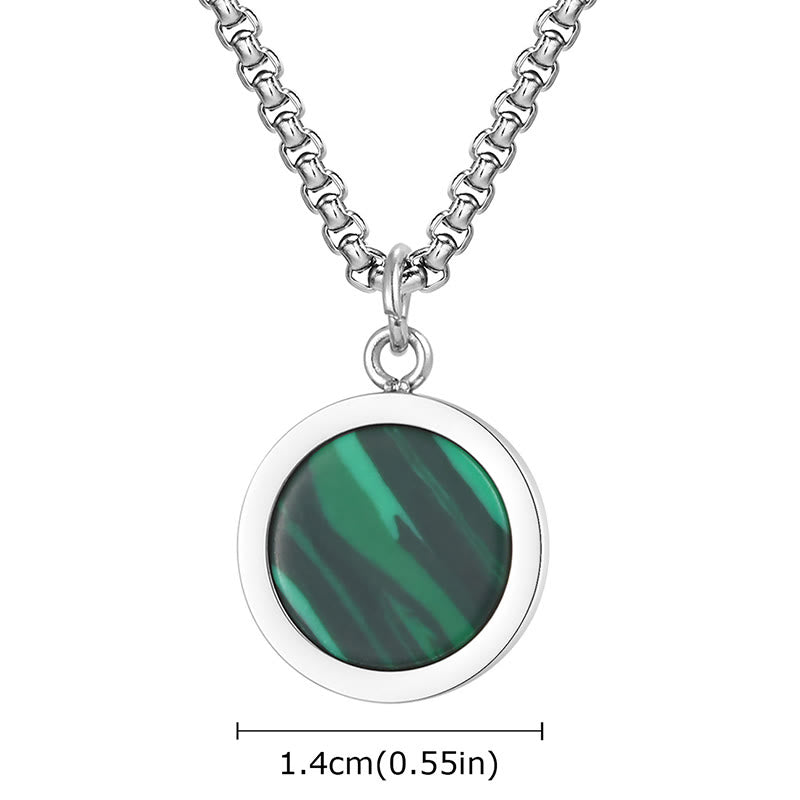 EverestArtStudios Natural Stone Turquoise Tiger Eye  Lazurite Lapis Lazuli Malachite Titanium Steel Purification Necklace Pendant