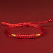 Buddha Stones Handmade Braided Red String Happy Knot Flat Knot Colorful Rope Bracelet