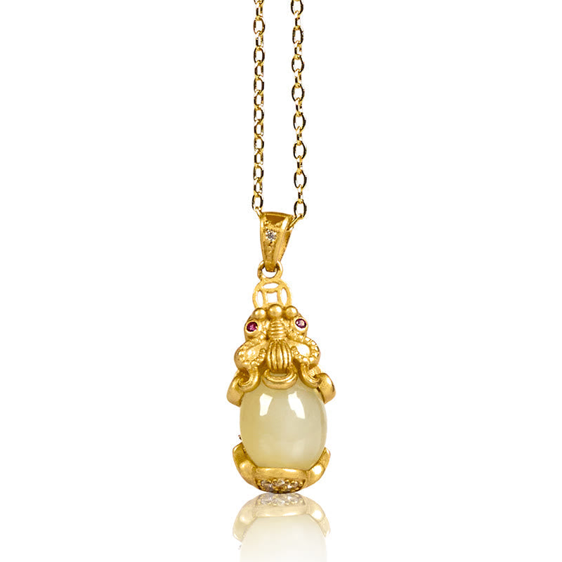 EverestArtstudios White Jade PiXiu Wealth Luck Chain Necklace Pendant