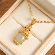 EverestArtstudios White Jade PiXiu Wealth Luck Chain Necklace Pendant
