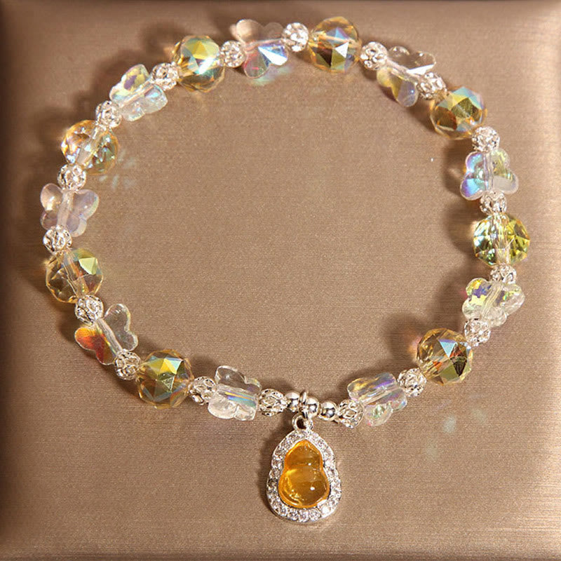 Buddha Stones Butterfly Gourd Amethyst Citrine Labradorite Balance Bracelet