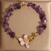 Buddha Stones Natural Irregular Gravel Amethyst Blue Crystal Wisteria Balance Bracelet