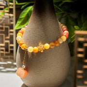 EverestArtstudios Golden Silk Jade Chinese Knotting Pumpkin Wealth Bracelet