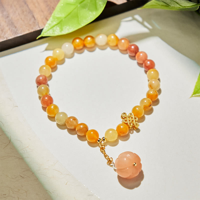 EverestArtstudios Golden Silk Jade Chinese Knotting Pumpkin Wealth Bracelet