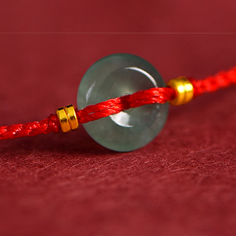 EverestArtstudios Peace Buckle Copper Coins Jade Red String Connection Bracelet Anklet