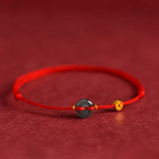 EverestArtstudios Peace Buckle Copper Coins Jade Red String Connection Bracelet Anklet