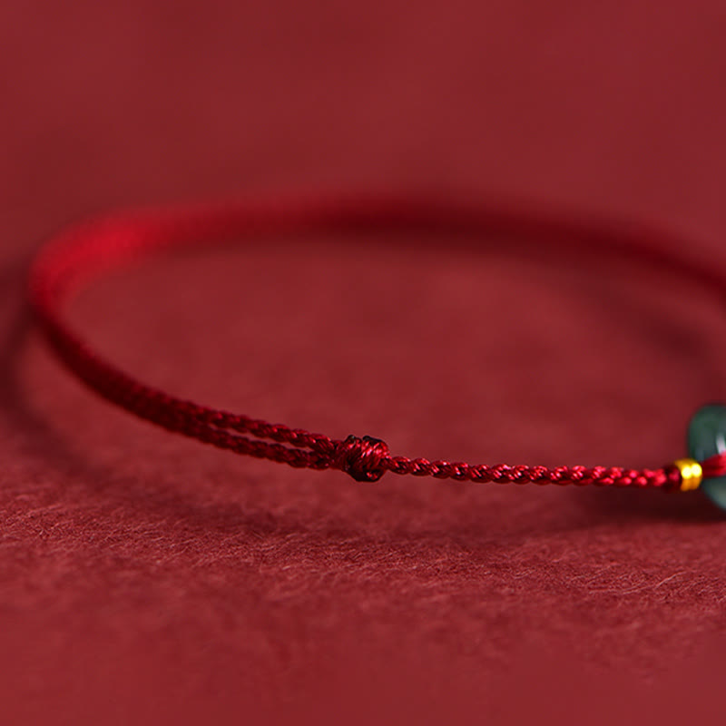 EverestArtstudios Peace Buckle Copper Coins Jade Red String Connection Bracelet Anklet