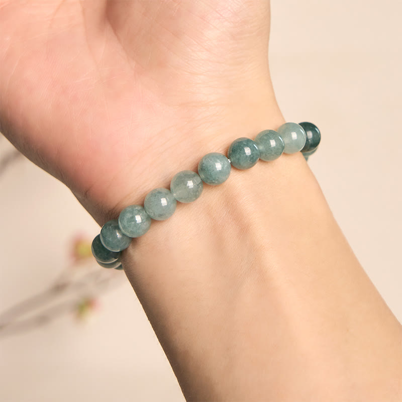 EverestArtstudios Blue Jade Peace Buckle Pearl Beads Prosperity Bracelet