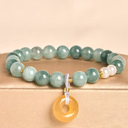 EverestArtstudios Blue Jade Peace Buckle Pearl Beads Prosperity Bracelet