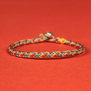 Buddha Stones 925 Sterling Silver Eight Thread Peace Knot Colorful Rope Luck Braided Bracelet