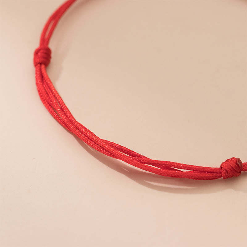 Buddha Stones 925 Sterling Silver Beads Red String Adjustable Luck Bracelet
