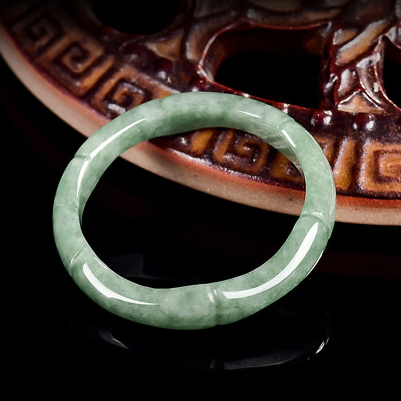 EverestArtstudios Natural Bamboo Design Jade Abundance Ring