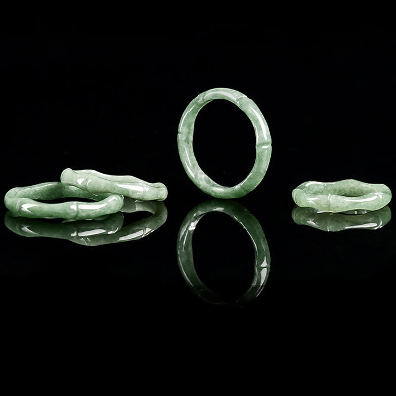 EverestArtstudios Natural Bamboo Design Jade Abundance Ring