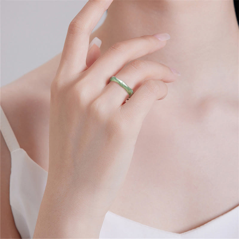 EverestArtstudios Natural Bamboo Design Jade Abundance Ring