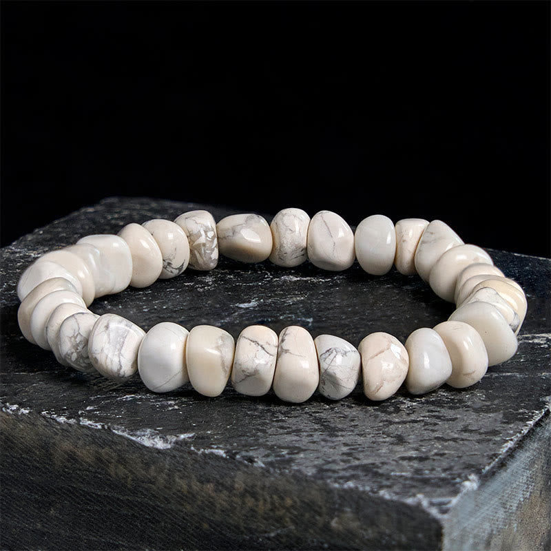 EverestArtStudios White Turquoise Irregular Blocks Courage Bracelet