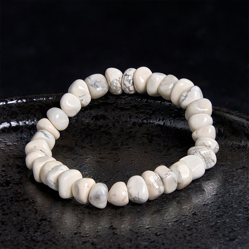 EverestArtStudios White Turquoise Irregular Blocks Courage Bracelet