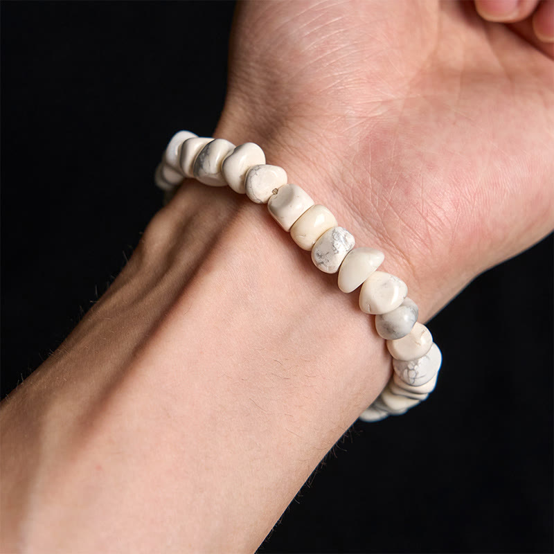 EverestArtStudios White Turquoise Irregular Blocks Courage Bracelet