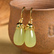 EverestArtstudios Green Chalcedony Water Drop Strength Copper Posts Earrings