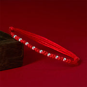 Buddha Stones 925 Sterling Silver Beads Red String Adjustable Luck Bracelet