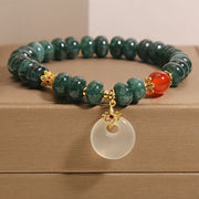 EverestArtstudios Blue Jade Beads Peace Buckle Prosperity Bracelet