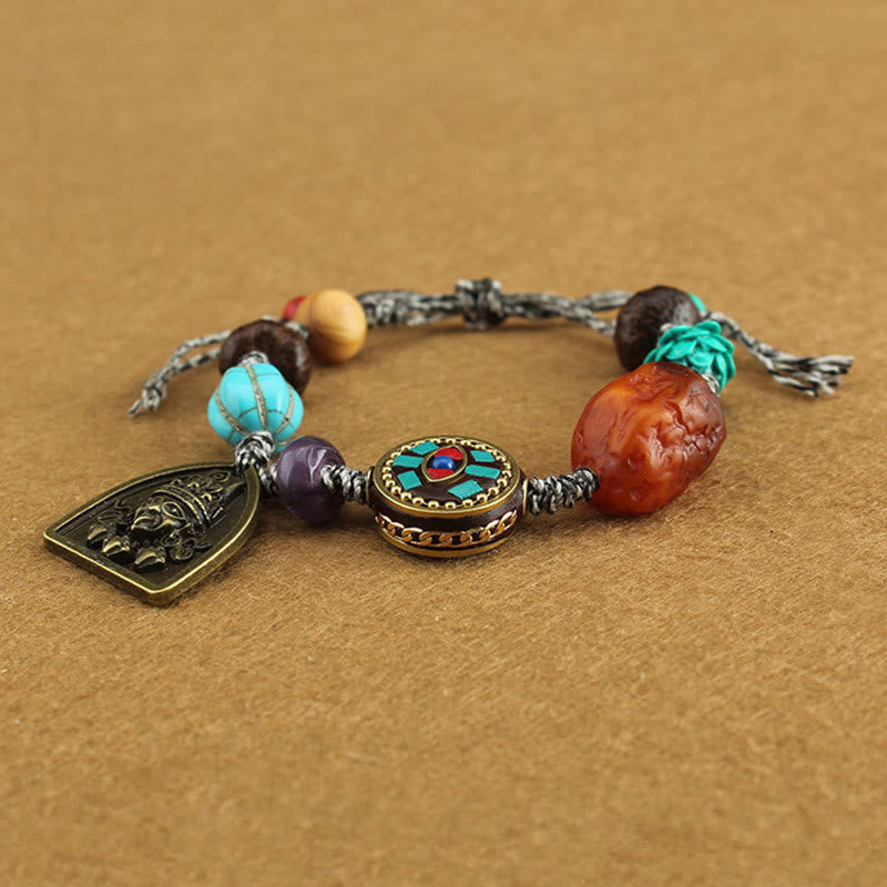 EverestArtStudios Tibetan Buddha's Eye Turquoise Lotus Zakiram Protection Rope Bracelet