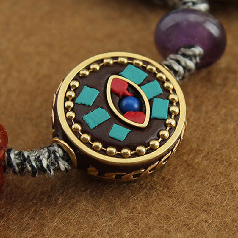 EverestArtStudios Tibetan Buddha's Eye Turquoise Lotus Zakiram Protection Rope Bracelet