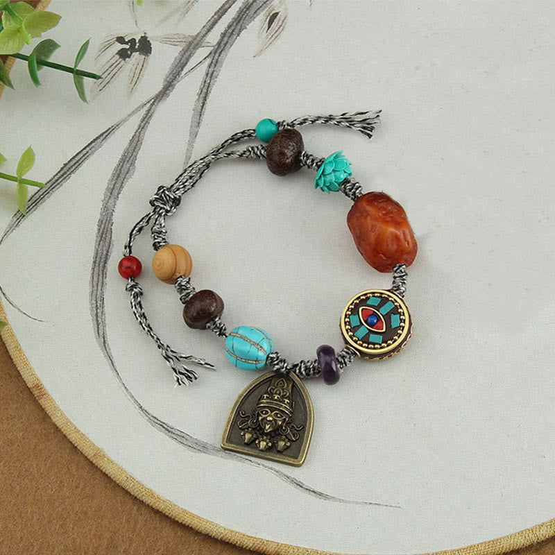 EverestArtStudios Tibetan Buddha's Eye Turquoise Lotus Zakiram Protection Rope Bracelet